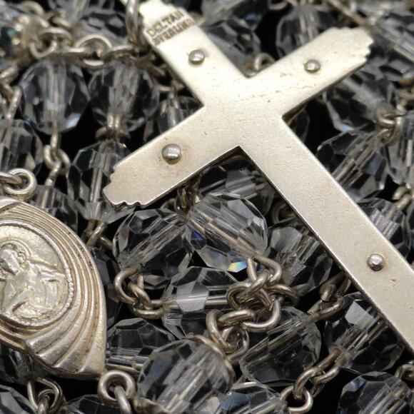 Sterling Silver and Crystal Beads 29 Grams 21" Rosary - Picture 3 of 4